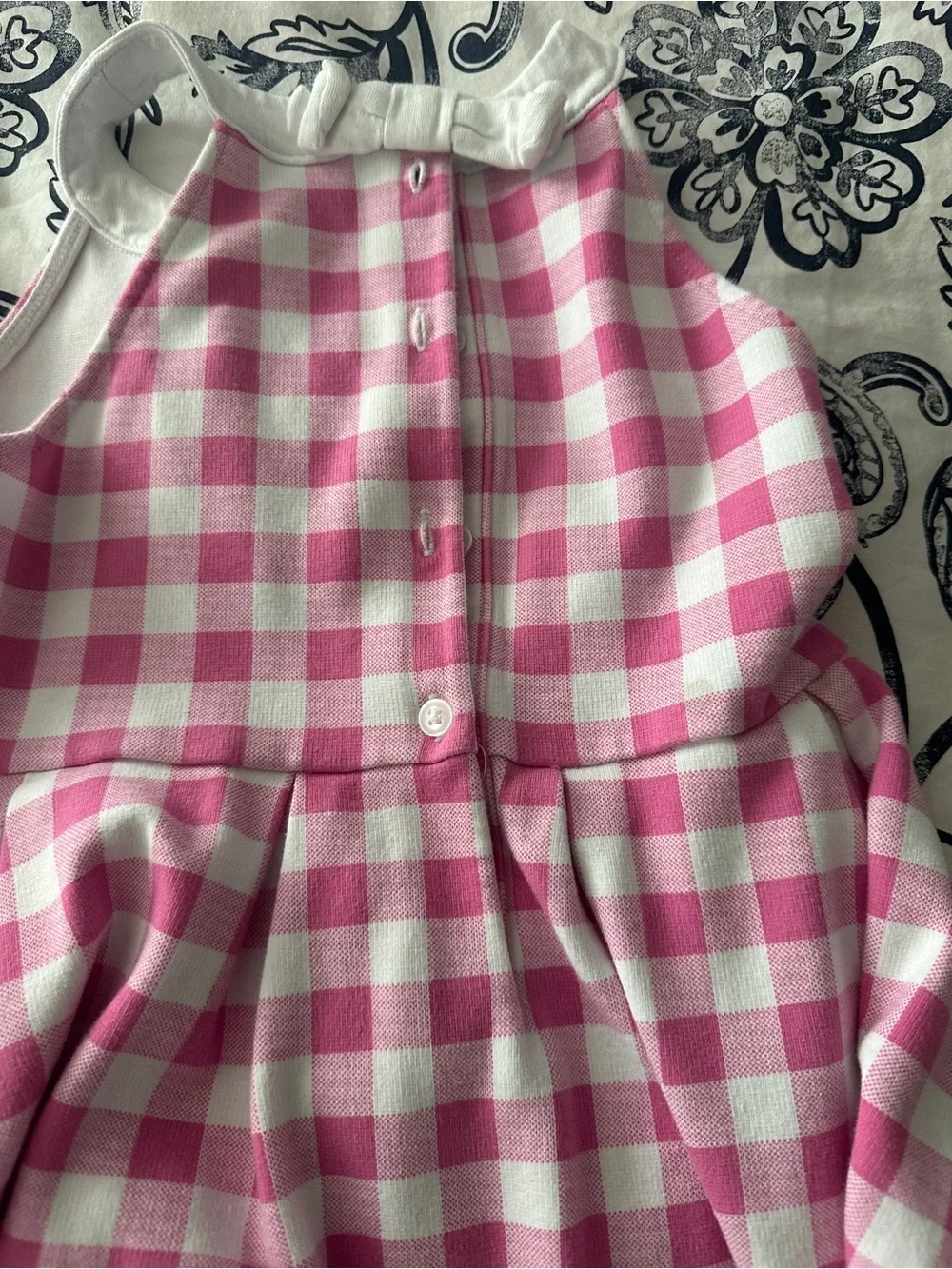 Janie and Jack Pink and White Gingham Sleeveless Dress